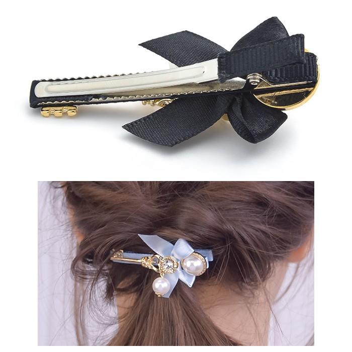 Amazon | ボウヘアボウクリップ ブラックリボンヘアクリップ女性