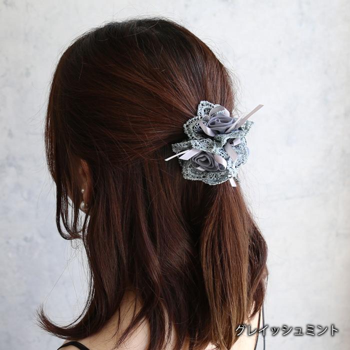 パリスキッズ シュシュ ローズ レース ボリューム ヘアゴム ヘア