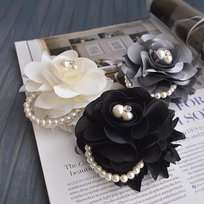 パリスキッズ □ コサージュ 髪飾り ヘアクリップ ブローチ パール