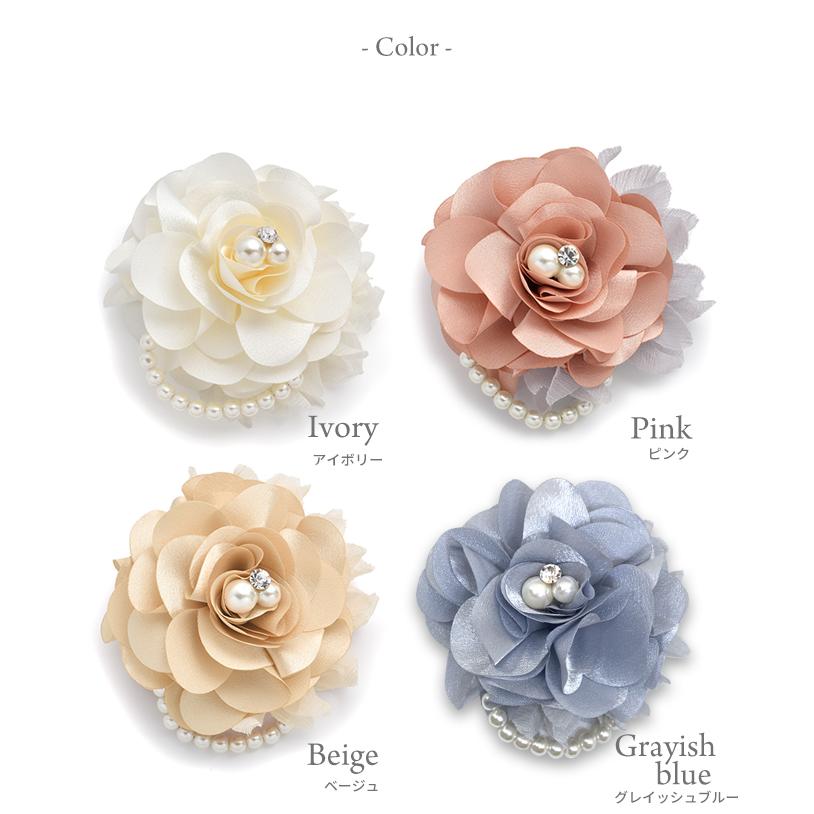 パリスキッズ □ コサージュ 髪飾り ヘアクリップ ブローチ パール