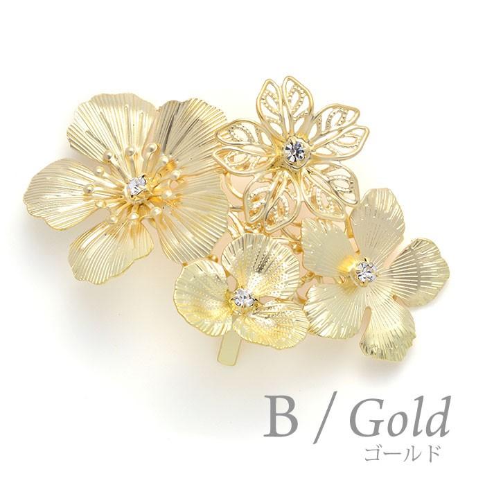 ポニーフック 花 お花 フラワー メタル シンプル ゴールド シルバー ピンクゴールド ヘアアクセサリー ヘアアクセ Luxury 空色のポニーフック お花のヘアアクセサリー