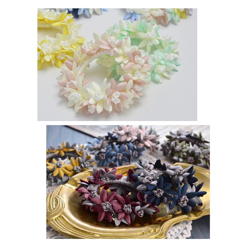 パリスキッズ シュシュ ヘアゴム フラワー 花 パステル ダーク カラー
