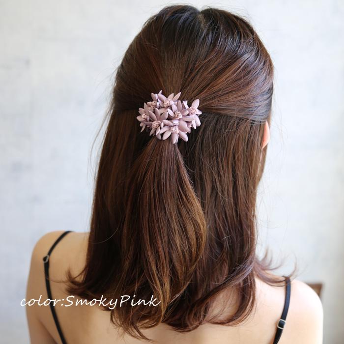 パリスキッズ シュシュ ヘアゴム フラワー 花 パステル ダーク カラー 