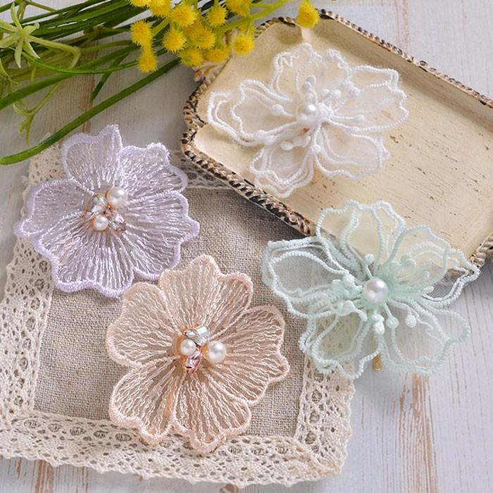 ❤️ポニーフック❤️ 花レースサークルジルコニアポニーフックヘアゴム