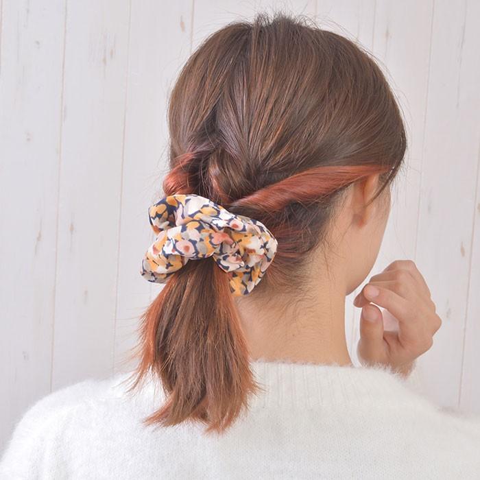 パリスキッズ シュシュ ヘアゴム 花柄 チェック 柄 フラワー