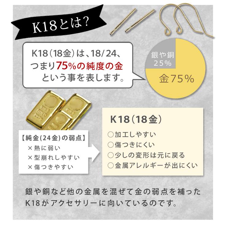 パリスキッズ ○ ピアス 18Kポスト アレルギー対応 日本製 フープ