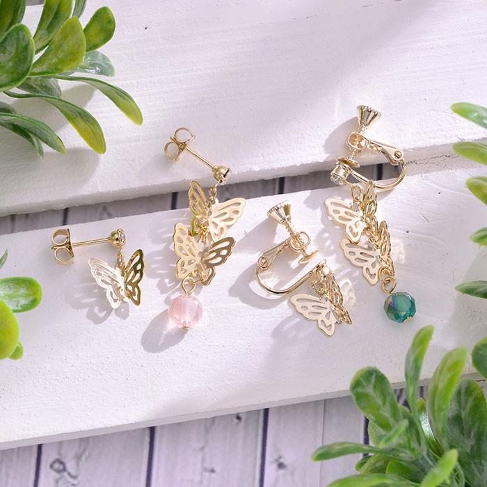 極美品 ステラハリウッド ピアス バタフライ ゴールド スイング 箱付き 極美品 ステラハリウッド ピアス バタフライ ゴールド スイング