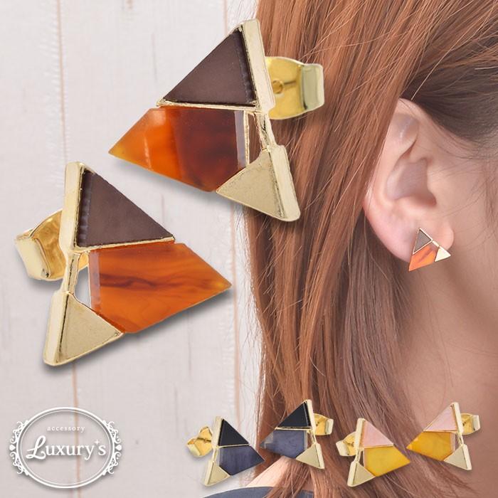 ゴールドカラー ヴィンテージ風ピアス イヤリング スタッドピアス トライアングル レディース 三角形 安い購入 イヤリング