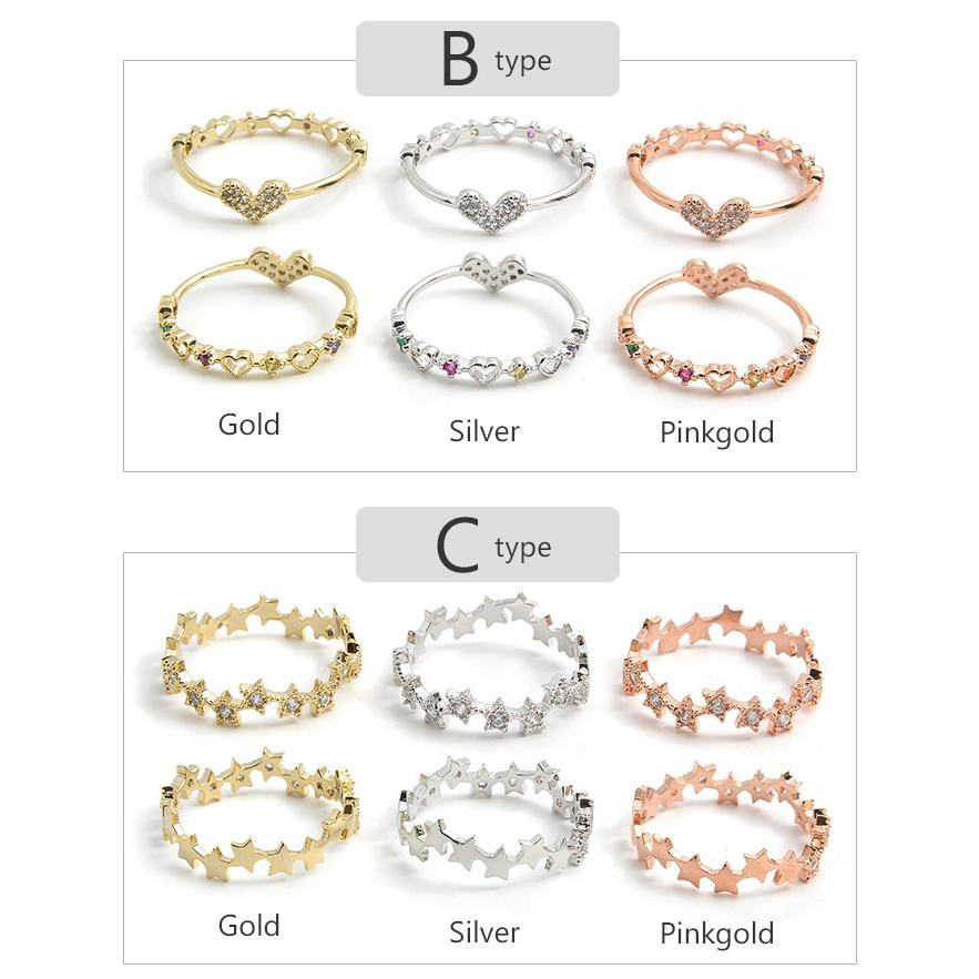 リング 指輪 リバーシブル ２way 両面 キュービック ジルコニア ハート 星 スター ゴールド シルバー ピンクゴールド レディース ギフト プレゼント | パリスキッズ | 14