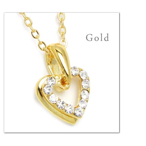 パリスキッズ ネックレス ハート シンプル ラインストーン