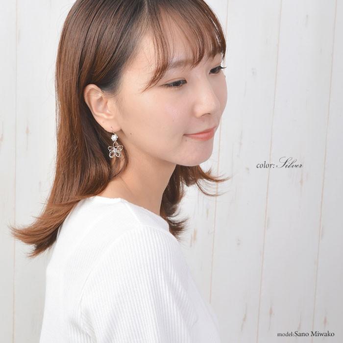 パリスキッズ ピアス フックピアス フラワー 花 お花 ライン