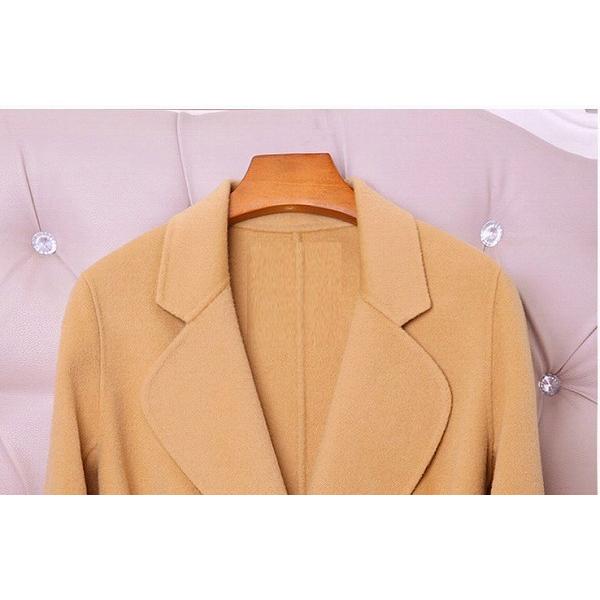 カシミヤ混上品ウールロングコート ウール リバーコート ダブル