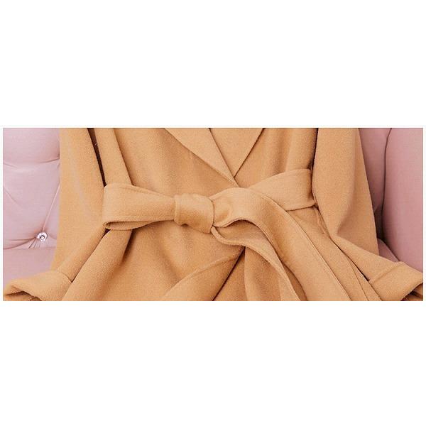 カシミヤ混上品ウールロングコート ウール リバーコート ダブル