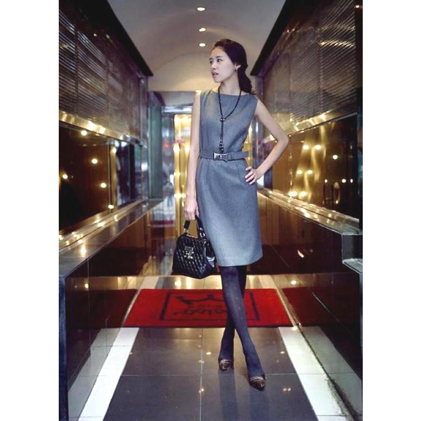 送料無料 上品ワンピース シンプルワンピース ベルト付 膝丈 通勤 ビジネス お出掛け グレー 大きいサイズ有 ｓ ｘｘｘｌ 3ｌ Op 1509 15 パリスマダム 通販 Yahoo ショッピング