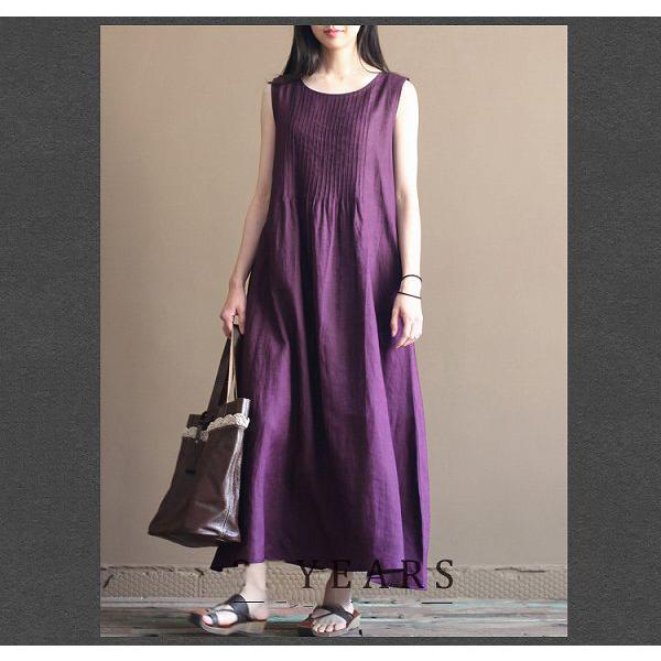 麻ロングワンピース 大人マキシ丈ワンピース ピンタック ノースリーブ ルーズ シンプル お出掛け パープル ネイビー 送料無料 Op 1604 16 パリスマダム 通販 Yahoo ショッピング