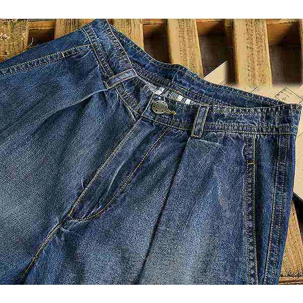 デニム 大人のバギーパンツ スラックス ワイドパンツ コットン 大きい