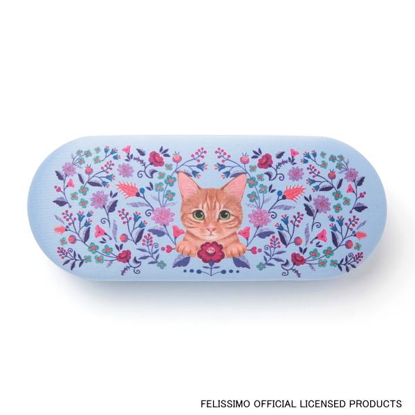 メガネケース かわいい 花と猫 チャトラ