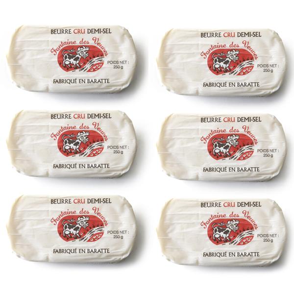 【受発注商品】 送料無料 フォンテーヌ・ヴーヴ 有塩 250g 6個セット まとめ買い 無殺菌バター 発酵バター フランス産_6