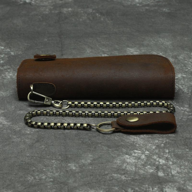 アンティーク 本革 牛革 長財布 二つ折り財布 メンズ チェーン付き  