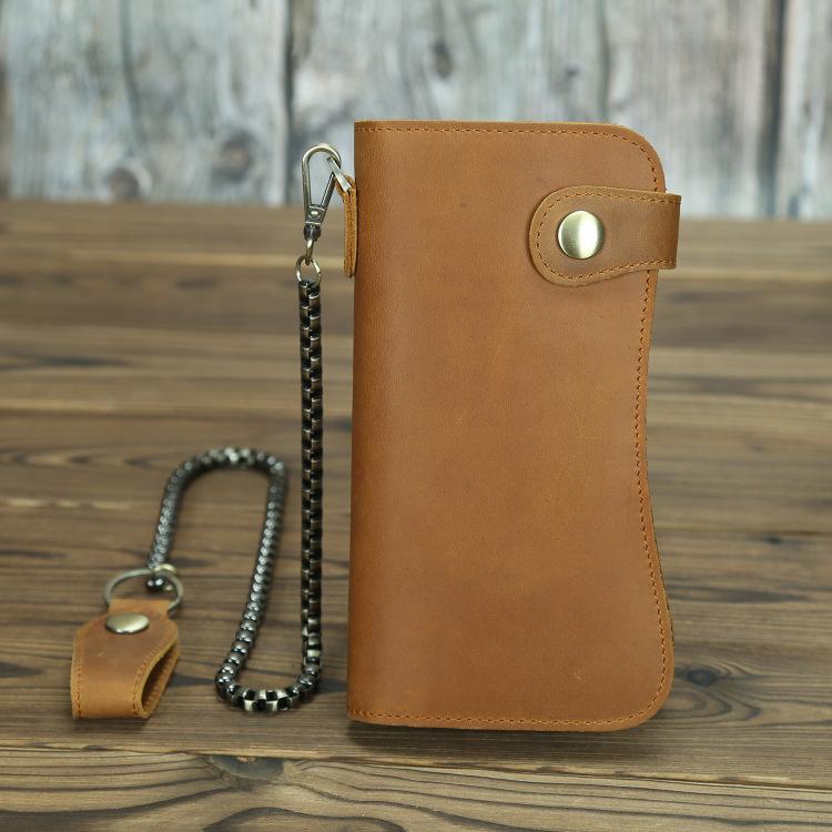 アンティーク 本革 牛革 長財布 二つ折り財布 メンズ チェーン付き