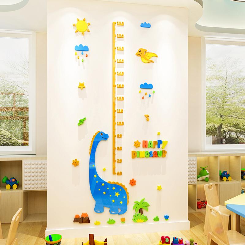 3D ウォールステッカー 組み立て 身長計 アクリル 動物 木 壁紙 diy