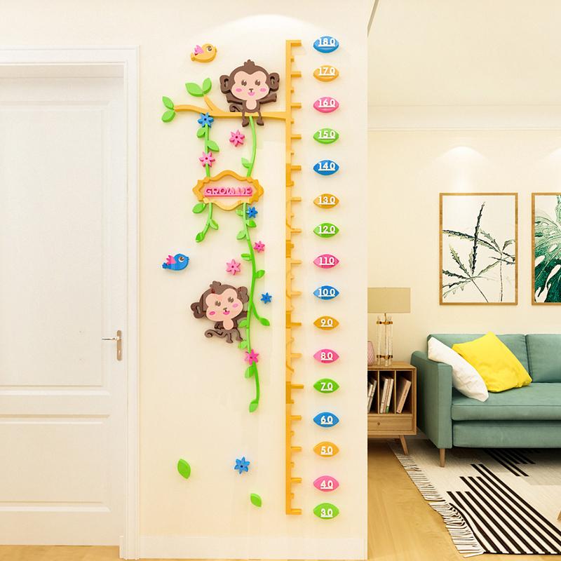 3D ウォールステッカー 組み立て 身長計 アクリル 動物 木 壁紙 diy