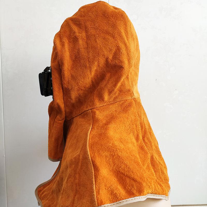 牛革製 溶接面 防炎 溶接マスク 遮光窓付き ゴーグル 皮面