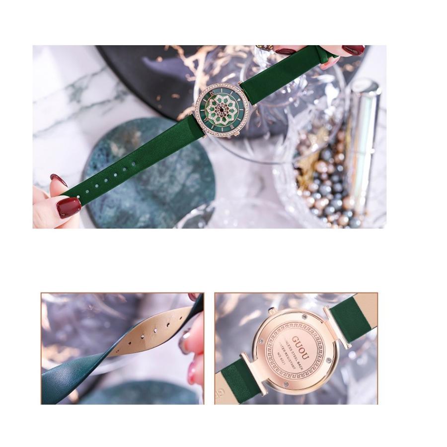 GUOU 腕時計 時計 レディース 女性用 ウォッチ クリスタル ガラスカット アクセサリー ラッピング無料おしゃれ ゴールド ブレスレットカジュアル丸い 円形 6021｜parisrose｜17