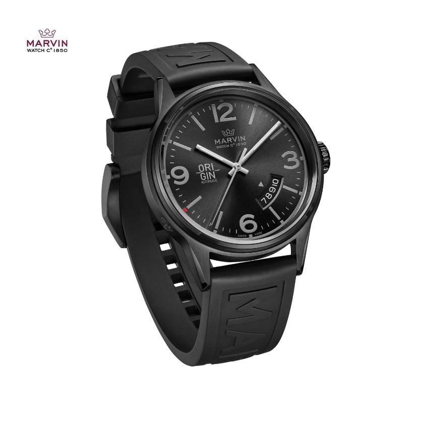 Marvin オリジン スイス製 ムーブメント メンズ 自動巻き 腕時計 Origin 44mm Black Dial Men's Watch M108.24.43.94の画像