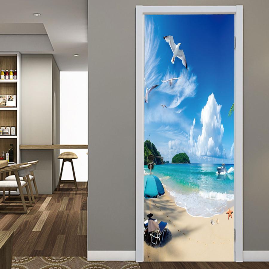 格安 ウォールステッカー 3d 壁紙 シール ドア用ステッカー 貼ってはがせる 室内用 ドア装飾シート 防水シール 部屋 ドアシート ドア壁紙 Diy おしゃれ 飾り 海 Cisama Sc Gov Br