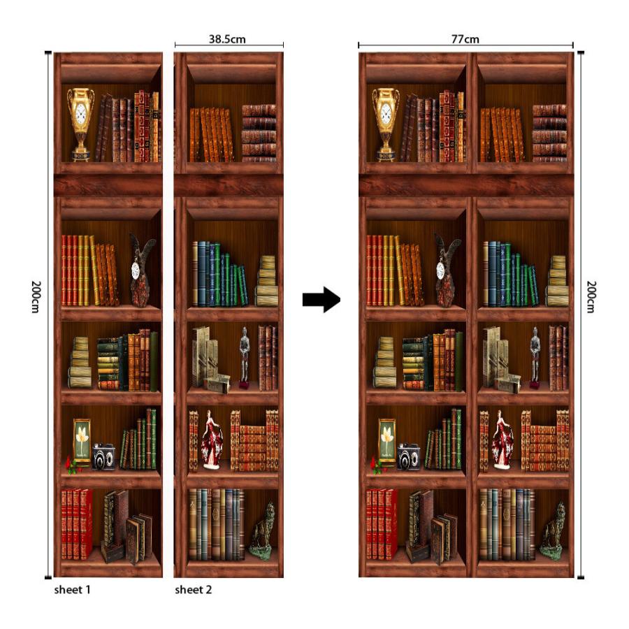 ウォールステッカー 本棚 bookshelf ドア 3D 壁紙 シール 貼ってはがせる 室内用 ドア装飾シート 防水シール 部屋 ドアシート