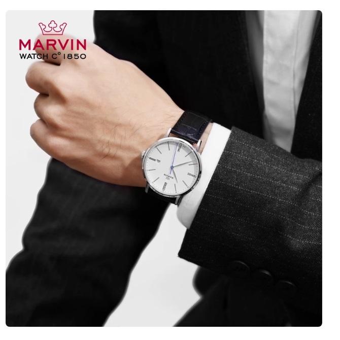 Marvin スイス製 ムーブメント メンズ クォーツ 腕時計 M025.1302の画像