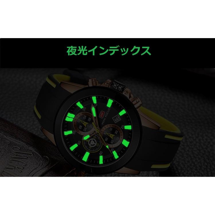 MINIFOCUS ミニフォーカス 腕時計 メンズ クロノグラフ 防水 夜光
