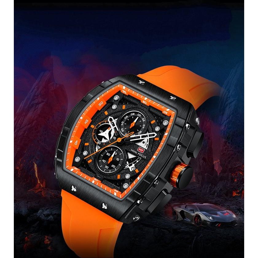 MINI FOCUS 腕時計 メンズ 防水 スポーツ トノー型 樽型 ラバー