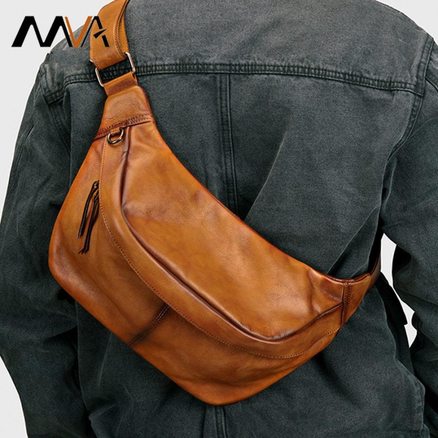 MVA 牛革 本革 レザー ウエストバッグ メンズ ボディバッグ 2way 軽量