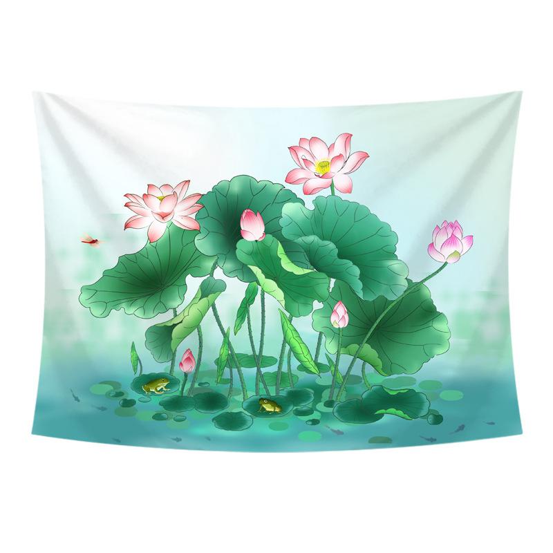 タペストリー 蓮の花 壁掛け壁画 おしゃれ 飾り 多機能壁掛け