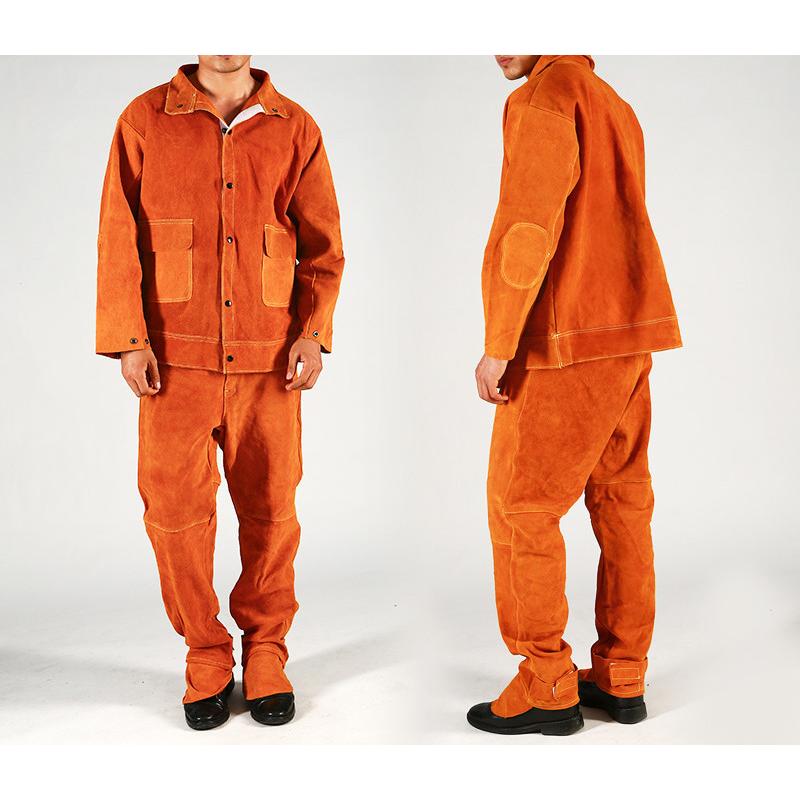 防護服 電気溶接防護服 全牛革溶接防護服 防炎 耐久性 牛革作業服 溶接