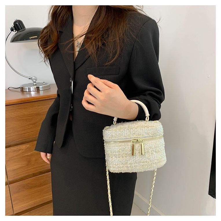 レディースバッグ ミニ カラーブロック チェーン バケットバッグ