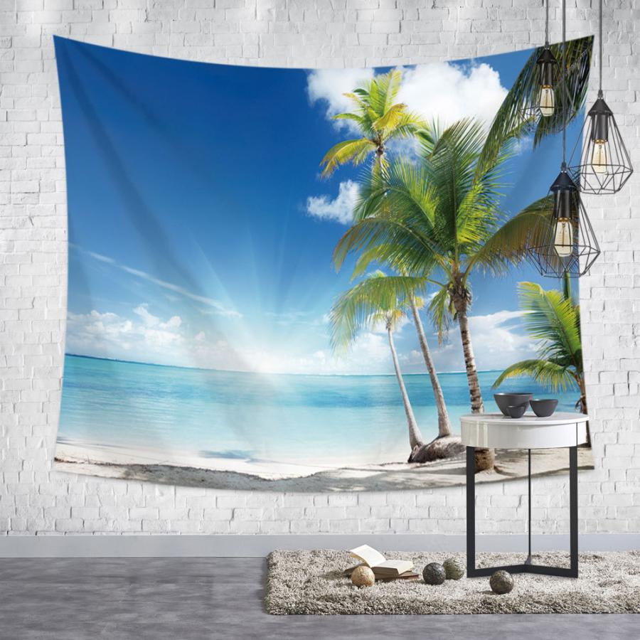 話題の人気 タペストリー ヤシの木 海 壁掛け壁画 北欧風 多機能壁掛け ファブリック装飾用品 ウォールデコレーション 模様替え 部屋 窓カーテン 個性ギフト おしゃれ飾り Cisama Sc Gov Br