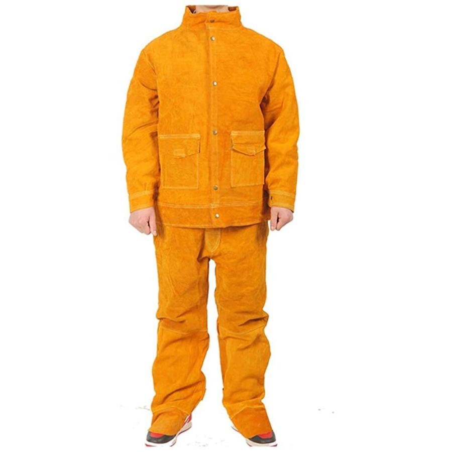 全牛革溶接防護服 溶接用 防護服 作業服セット 上下セット 溶接保護
