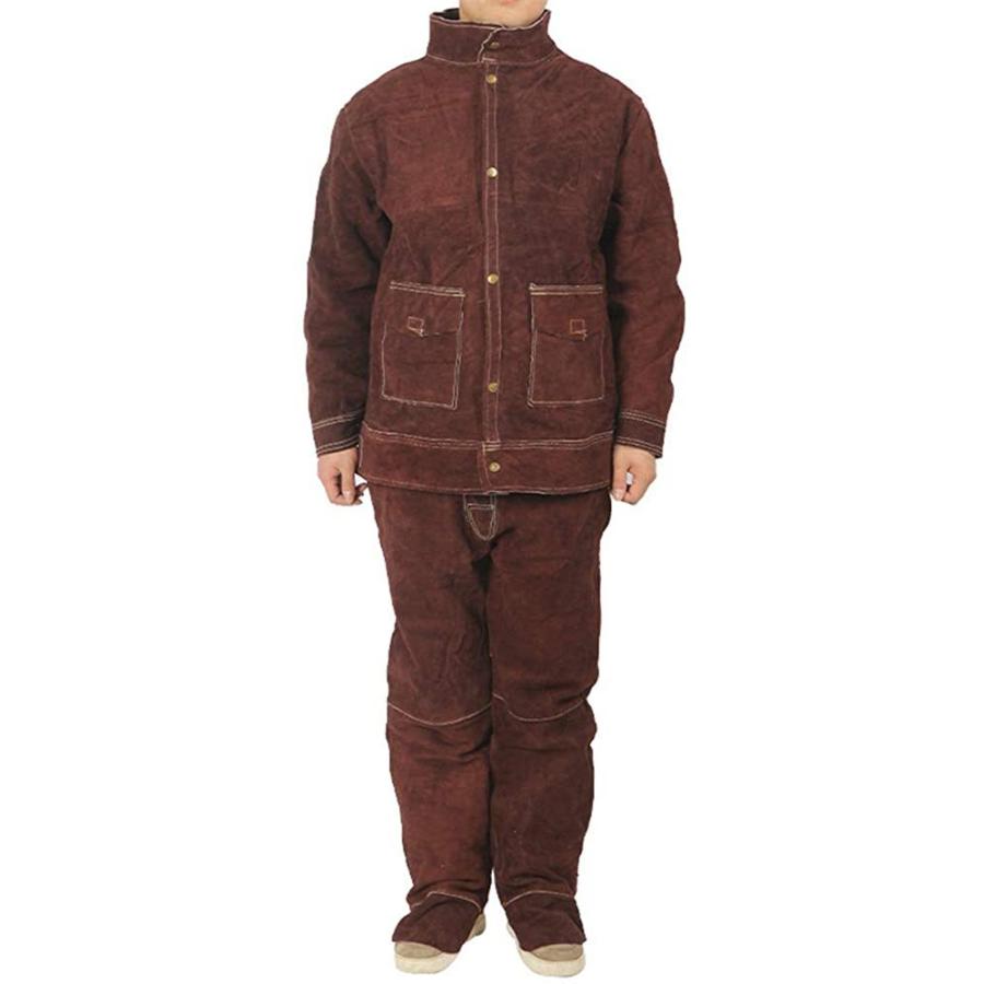 全牛革溶接防護服 溶接用 防護服 作業服セット 上下セット 溶接保護
