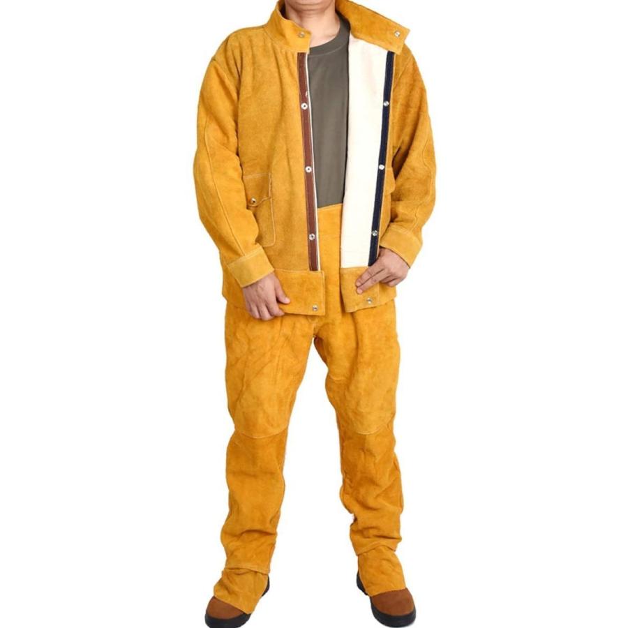 牛革 電気溶接防護服 溶接用 防護服 作業服 上下セット 溶接保護