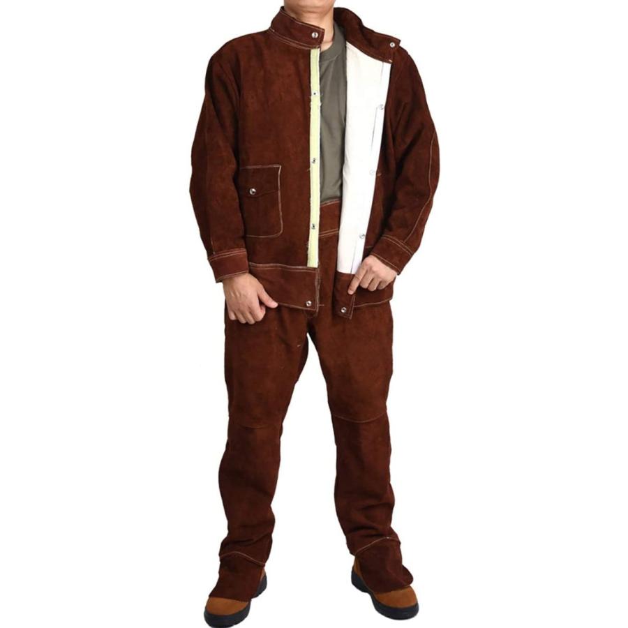 牛革 電気溶接防護服 溶接用 防護服 作業服 上下セット 溶接保護 