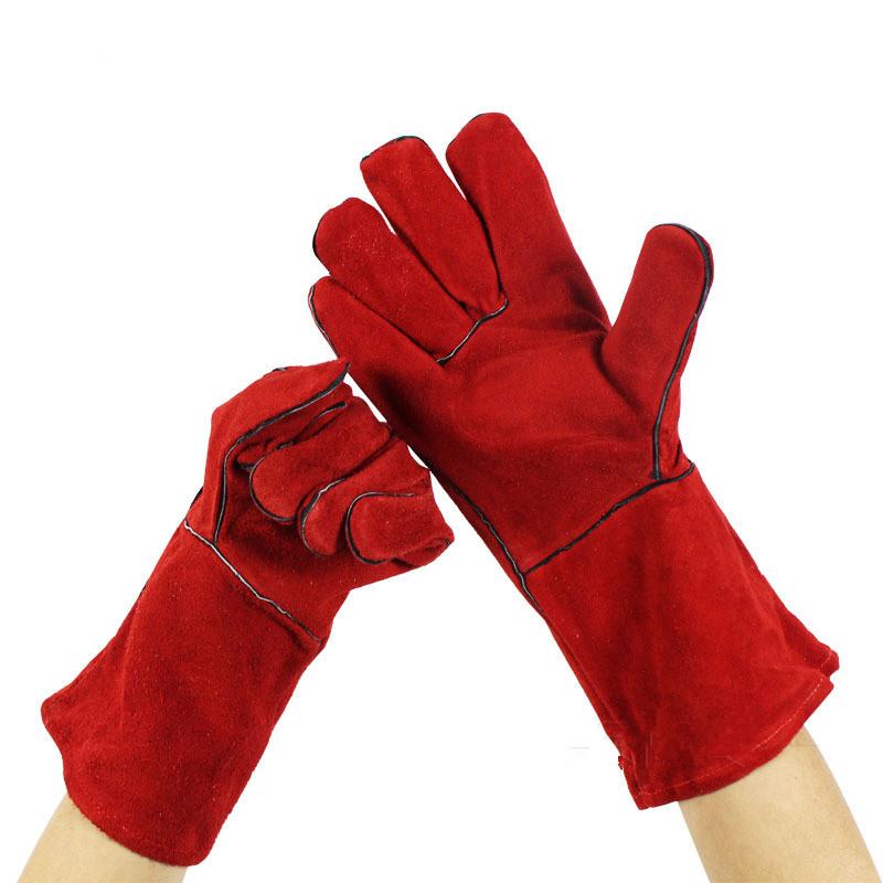 電気溶接防護手袋 溶接保護手袋 耐熱グローブ レザー 防護具 やけど 対策 防炎 通気性 動きやすい に優れた牛革グローブ｜parisroseno2