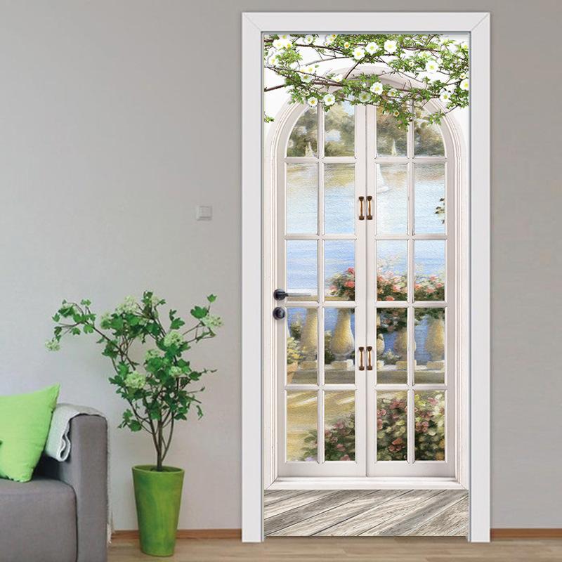 ウォールステッカー シール 貼ってはがせる 室内用ドア装飾シート 防水シール 部屋 ドアシート