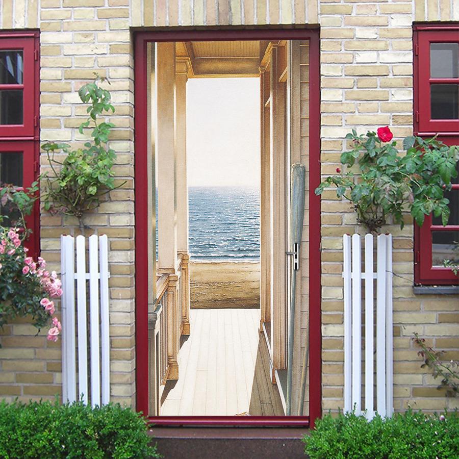 ウォールステッカー ドア シール 貼ってはがせる 室内用ドア装飾シート 防水シール 部屋 ドアシート 個性 Diy 3d 飾り おしゃれ 送料0円 外の 景色 ドア壁紙