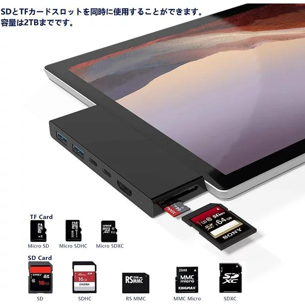 Microsoft Surface Pro 7 USBハブ 7-in-2 HDMI 変換アダプター 4K HDMI SD Micro SD USB3.0｜park-market｜05