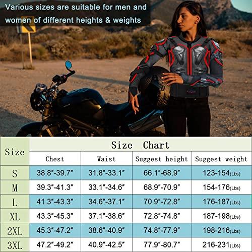 本物の オートバイ女性用フルボディアーマージャケット、ダートバイクサイクリングスキン用背骨胸エブロー肩プロテクターMTB (L)