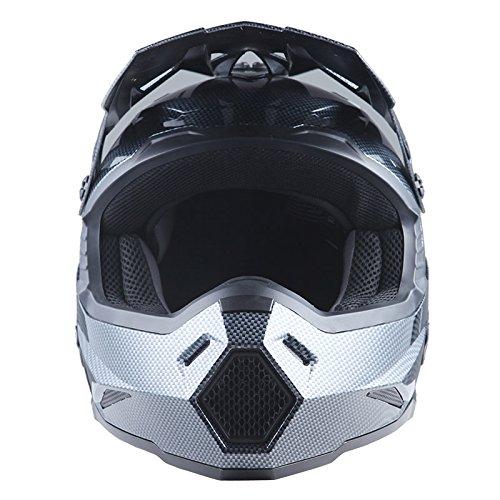 partie1ストームアダルトモトクロスヘルメットBMX MX ATVダートバイクヘルメットレーシングスタイルHF 801 モーターサイクルBluetoothヘッドセット:カーボンファイ - 7