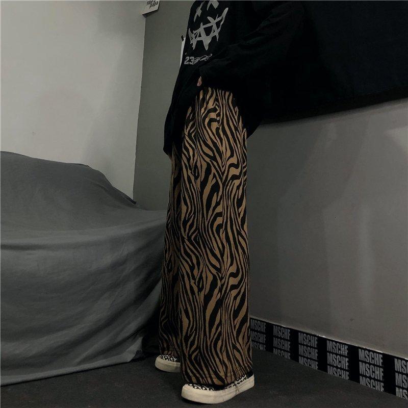 21超人気 ゼブラ柄 ワイド パンツ 韓国 オルチャン ストリート ダンス 衣装 K Pop 派手 アニマル 原宿系 ボトムス Honeymoon Style
